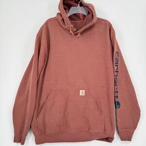 Carhartt Hoodie Mens Large Brown Original Fit Sleeve Logo K288 Pullover Fleece